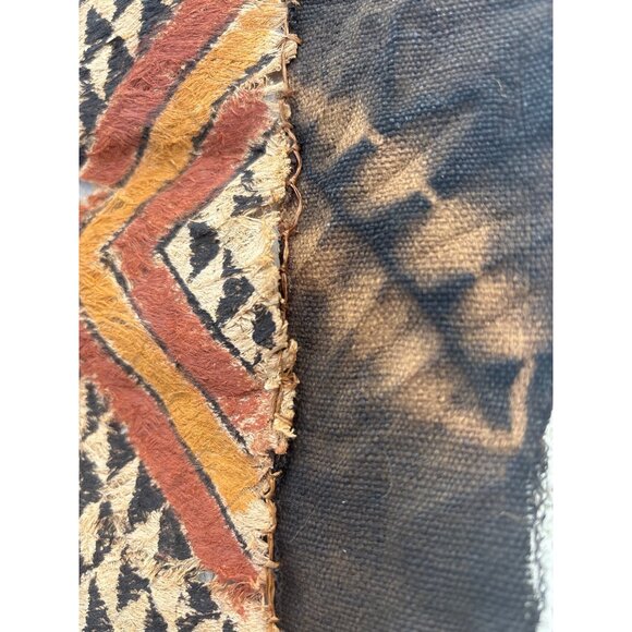 Vintage African Kuba Cloth Tapestry Wall Hanging With Geometric Patterns - Picture 13 of 16